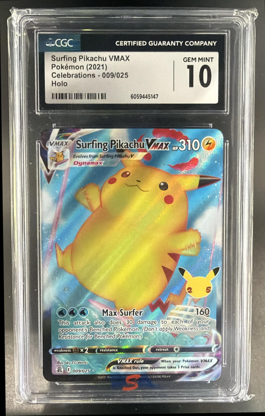 2021 Pokemon Sword & Shield Celebrations Surfing Pikachu VM #009/025 CGC 10 — front
