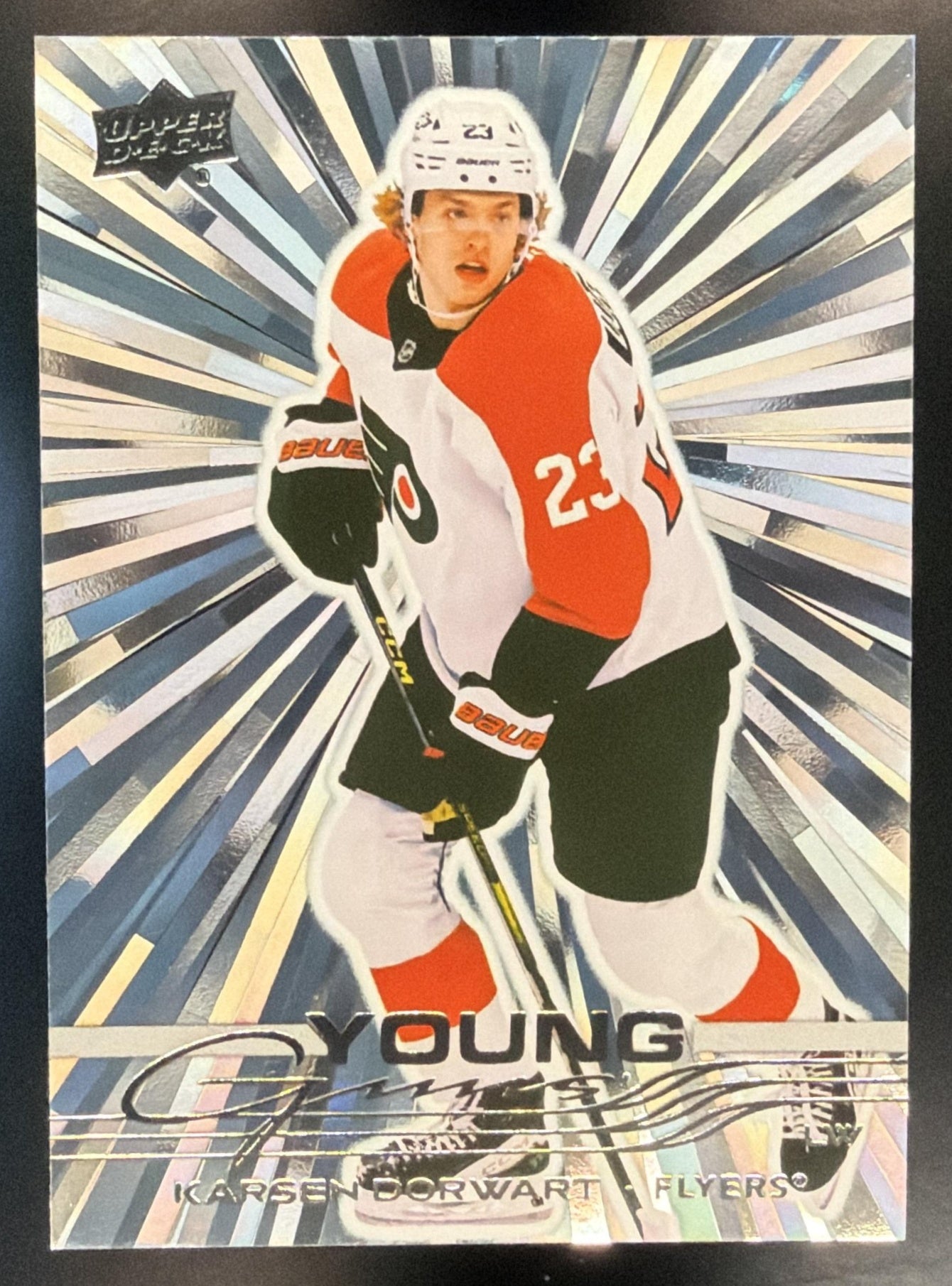 2025 Upper Deck Series 1 Karsen Dorwart #210 Outburst Silver Young Guns RC — front