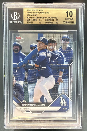 2025 Topps Now Road Opening Day Dodgers Japan Edition Yoshinobu Yamamoto BGS 10