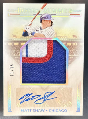 2024 Boys of Summer Matt Shaw Jumbo Material Signatures Holo Silver /25 MEM Auto