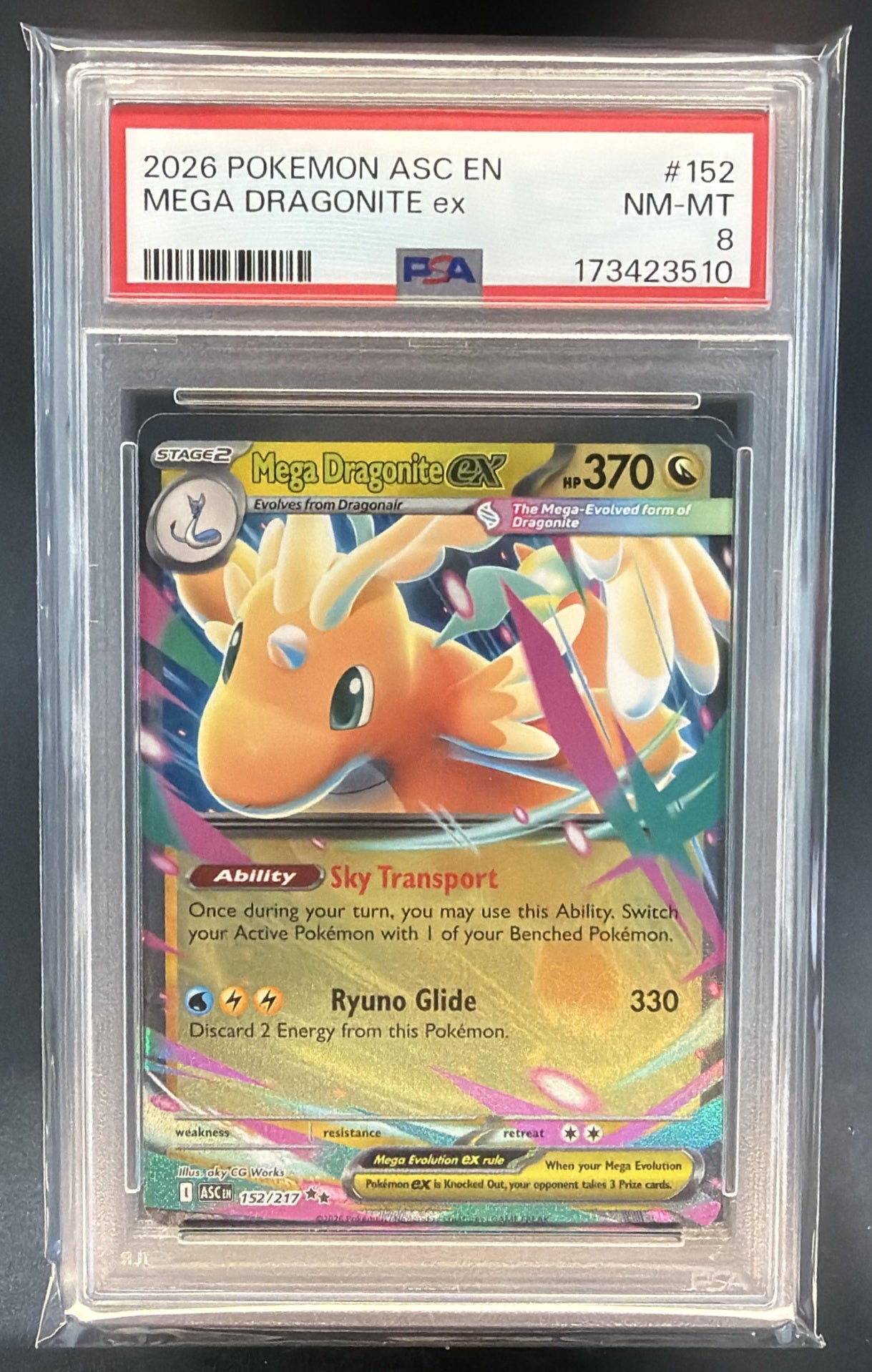 2026 Pokemon Ascended Heroes Mega Dragonite ex #152/217 Double Rare PSA 8 — front