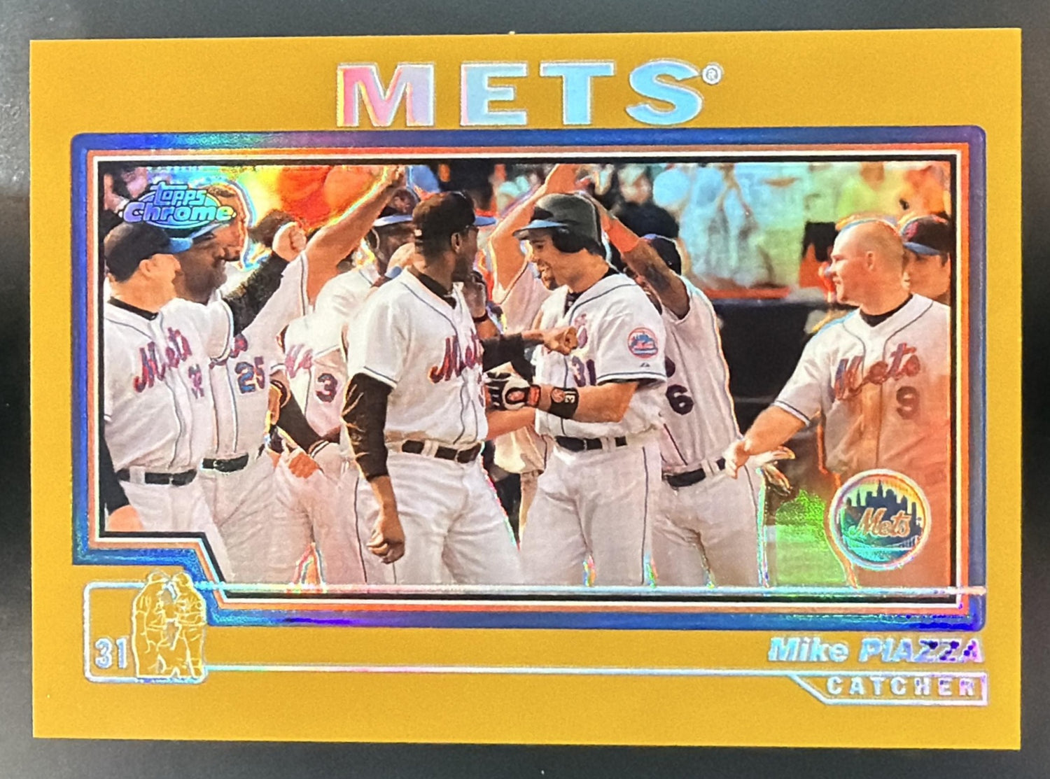 2004 Topps Chrome Mike Piazza #31 Gold Refractor Mets — front