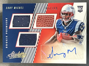 2018 Panini Absolute Sony Michel #159 175/399 MEM Auto RC Patriots
