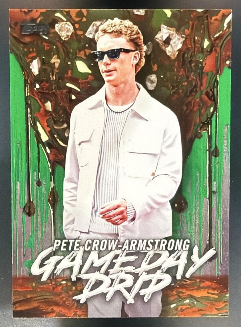 2026 Topps Series 1 Pete Crow-Armstrong #GD-4 Gameday Drip Green 11/99 Cubs — front