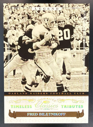 2006 Donruss Classics Fred Biletnikoff #240 Timeless Tributes Gold 15/25 Raiders