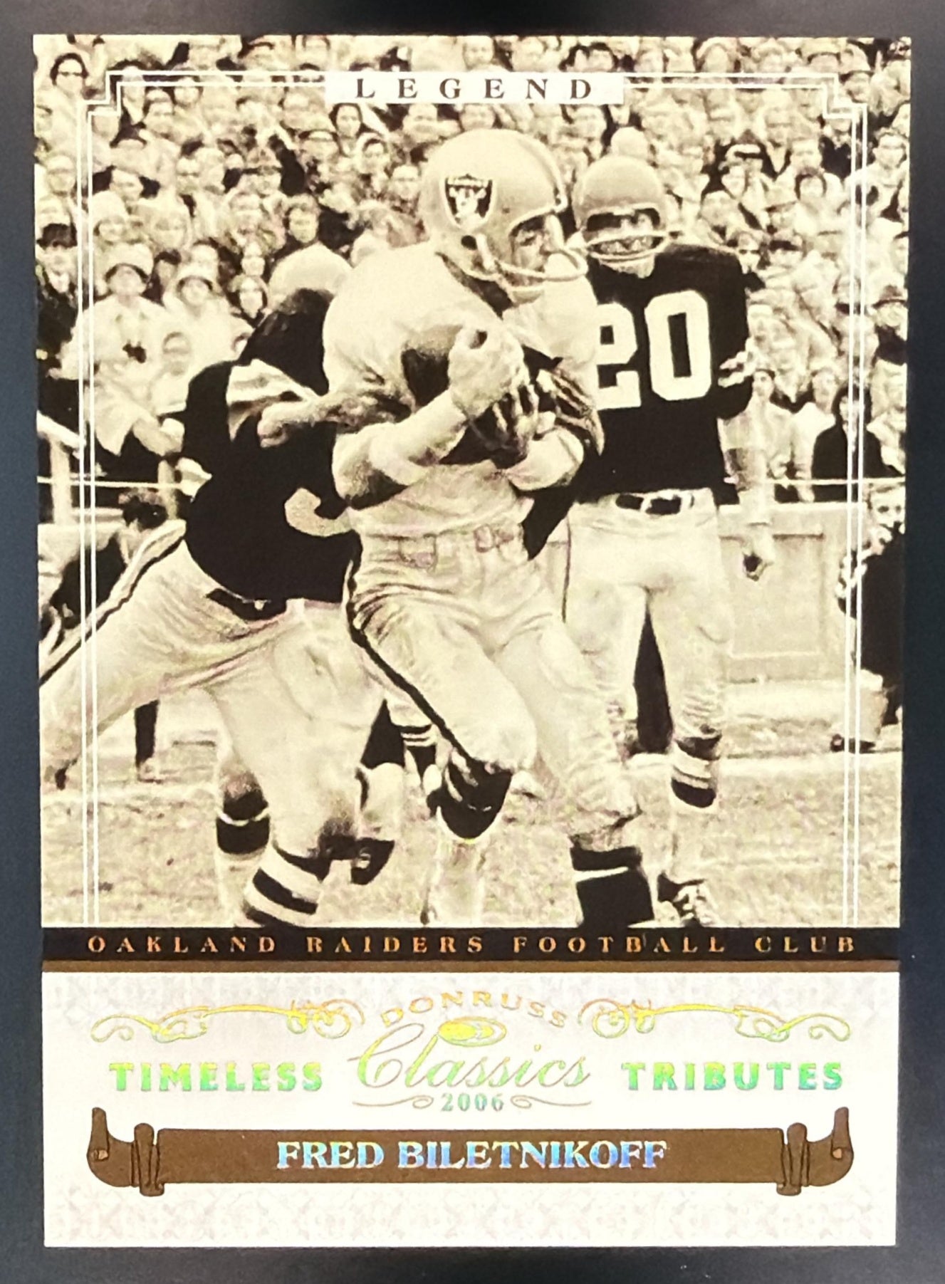 2006 Donruss Classics Fred Biletnikoff #240 Timeless Tributes Gold 15/25 Raiders — front