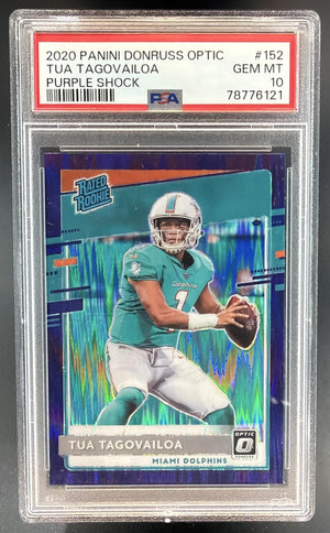 2020 Panini Donruss Optic Tua Tagovailoa #152 Purple Shock Prizm RC PSA 10