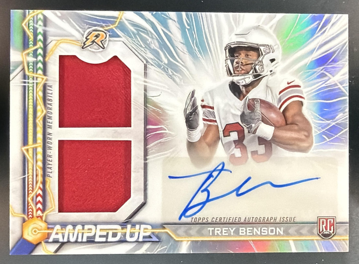 2024 Topps Resurgence Trey Benson #AU-TB Amped Up Rookie Patch Auto MEM RC — front