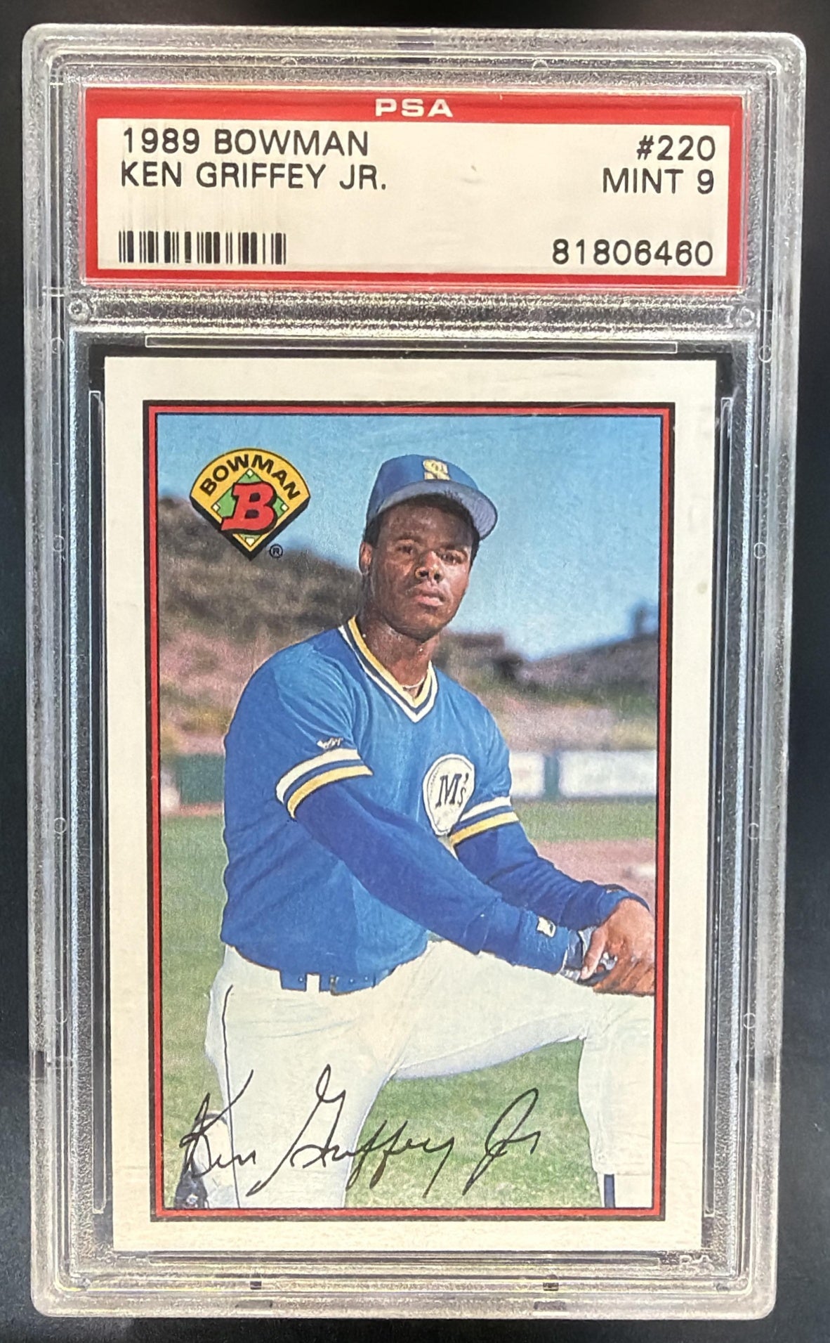 1989 Bowman Ken Griffey Jr. #220 RC Mariners PSA 9 — front