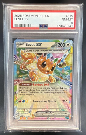 2025 Pokemon Prismatic Evolutions Eevee ex #075/131 PSA 8