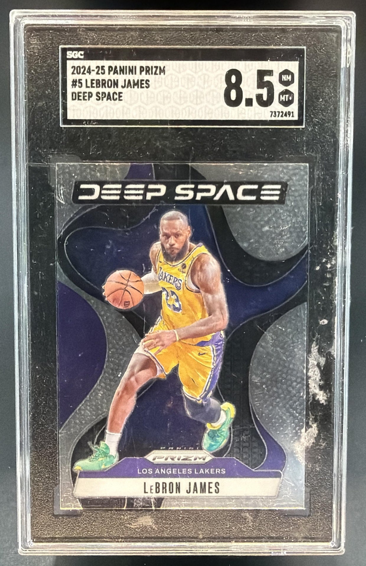 2024-25 Panini Prizm LeBron James #5 Deep Space Lakers SGC 8.5 — front