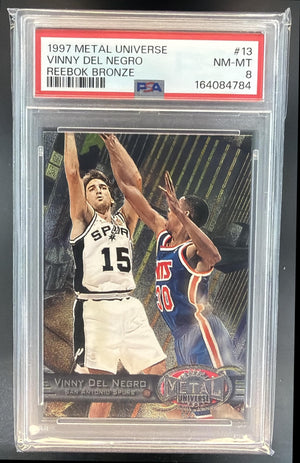 1997-98 Skybox Metal Universe Vinny Del Negro #13 Spurs PSA 8