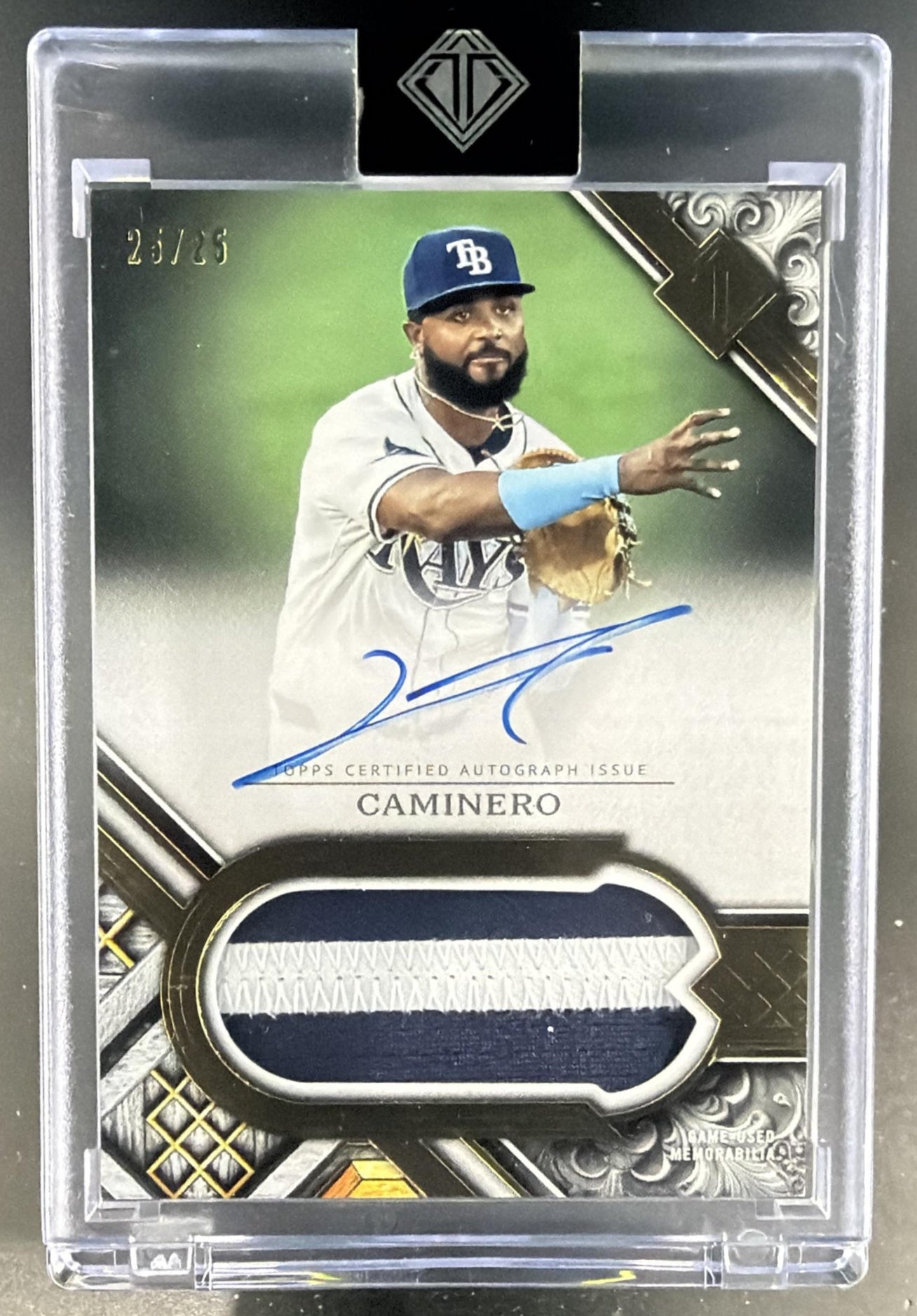 2025 Topps Transcendent Collection Junior Caminero #PCA-JC Patch Auto /25 MEM — front
