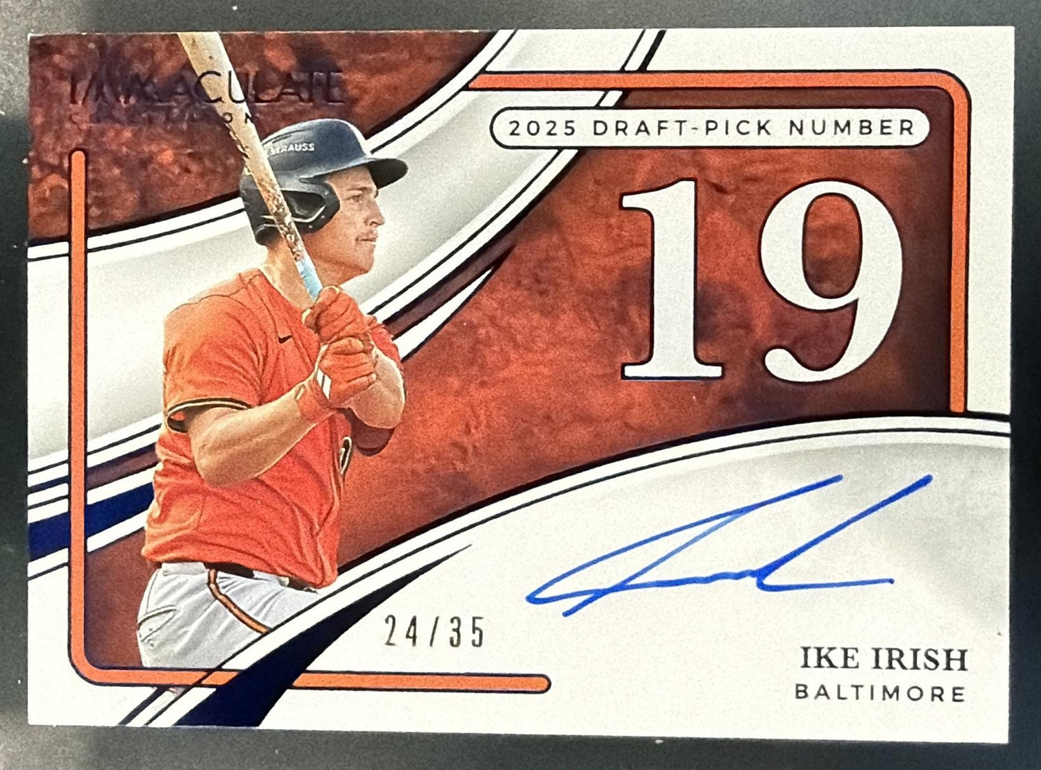 2026 Immaculate Collection Ike Irish Draft Selection Signatures Auto Blue /35 RC — front