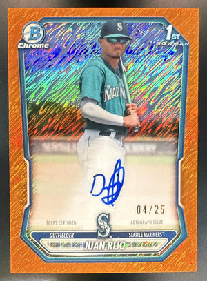2026 Bowman Chrome Juan Rijo Auto Orange Shimmer Refractor /25 1st Prospect