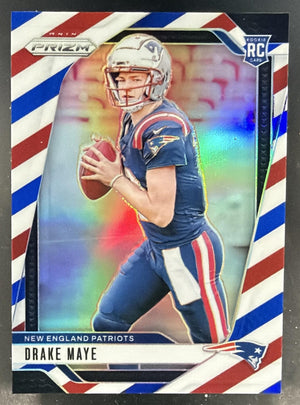 2024 Panini Prizm Drake Maye #329 Red White and Blue RC Patriots