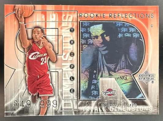 2003-04 Upper Deck Triple Dimensions LeBron James #132/999 RC Cavaliers — front