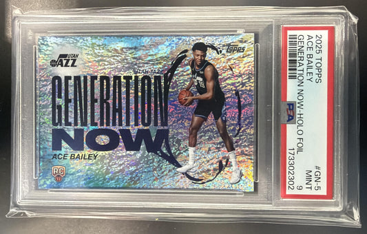 2025-26 Topps Ace Bailey #GN-5 Generation Now Holo Foil RC Jazz PSA 9 — front