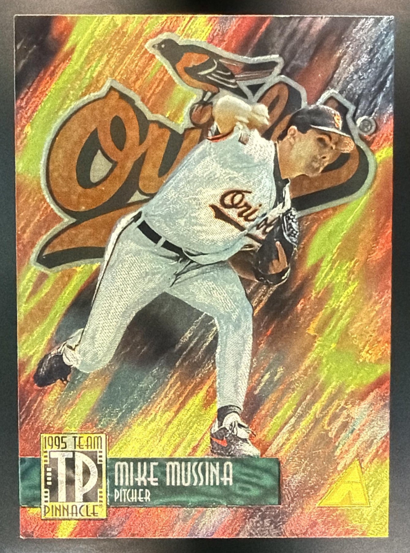1995 Pinnacle Mike Mussina Greg Maddux #TP1 Team Dufex Front Braves Orioles — front