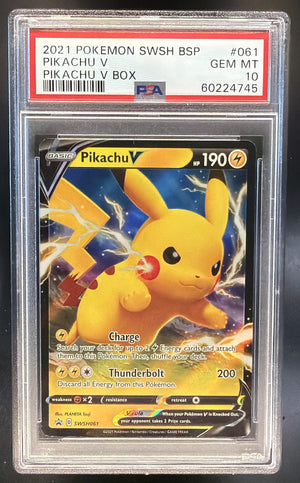 Pokemon Sword & Shield Black Star Promos Pikachu V #SWSH061 2020 PSA 10