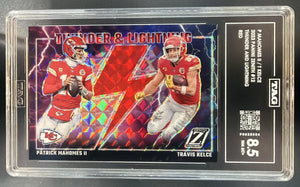 2023 Zenith Patrick Mahomes II Travis Kelce Thunder and Lightning Red TAG 8.5
