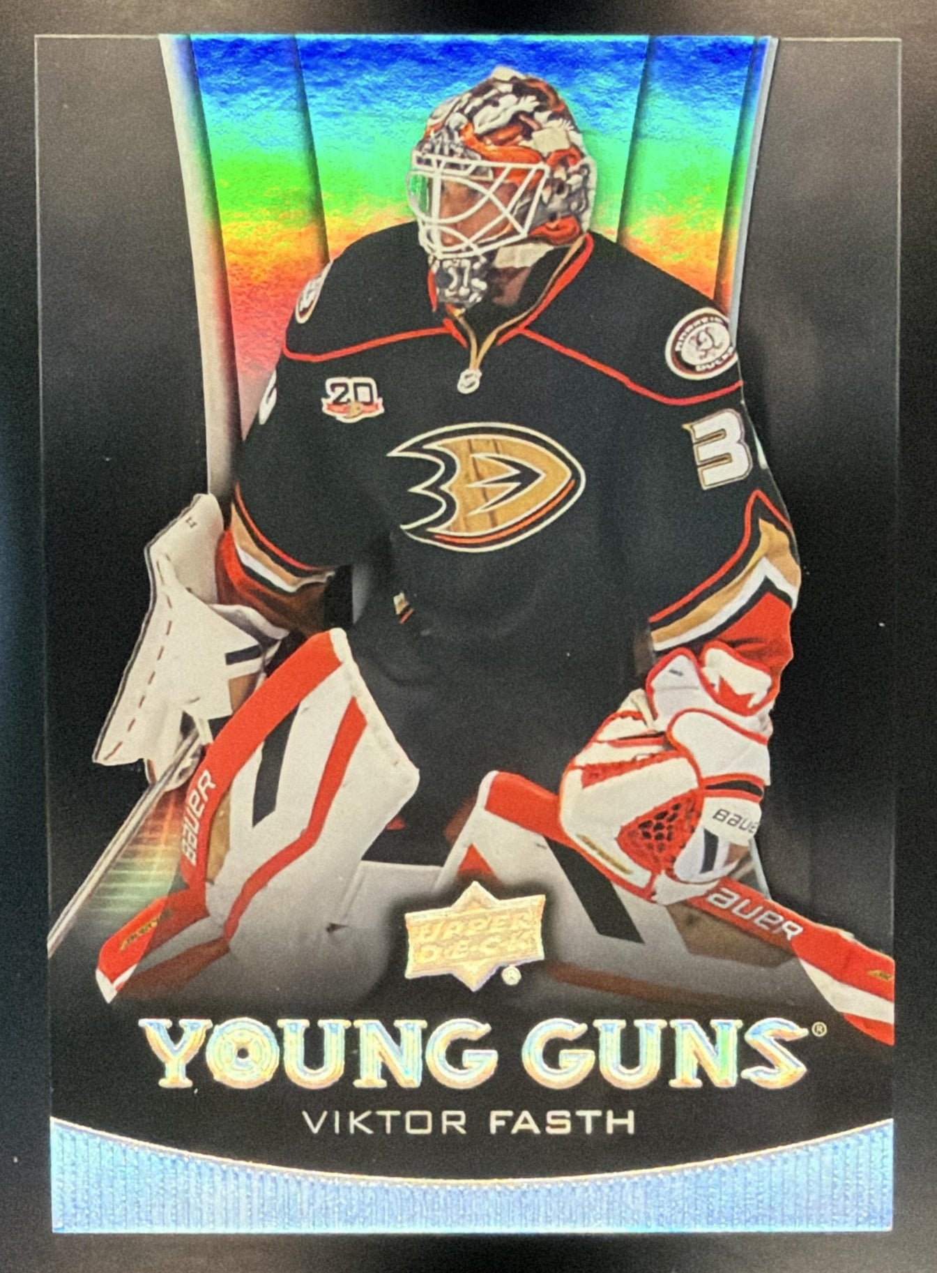 2013-14 Upper Deck Viktor Fasth #244 Young Guns Acetate RC Ducks — front