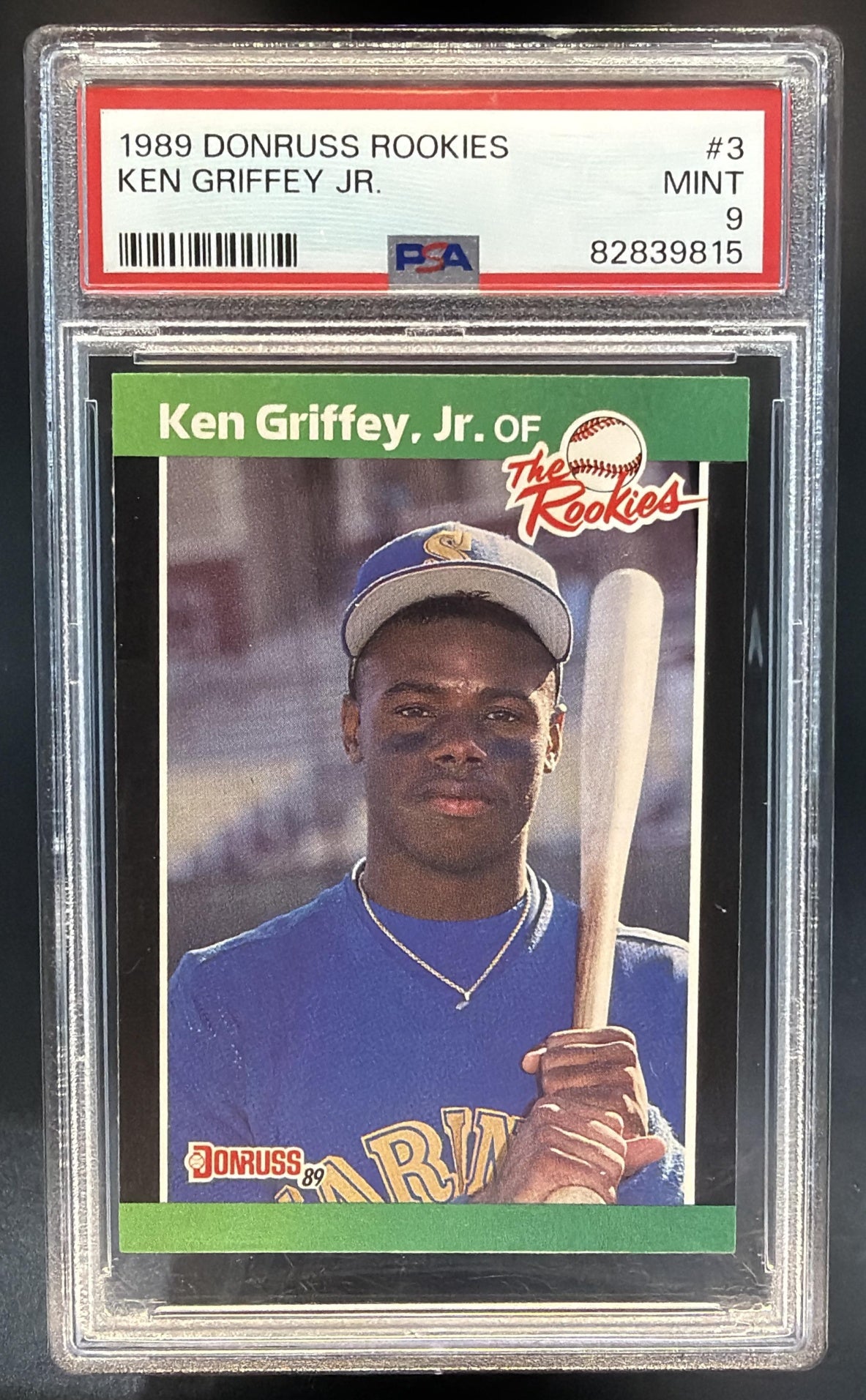 1989 Donruss The Rookies Ken Griffey, Jr. #3 RC Mariners PSA 9 — front