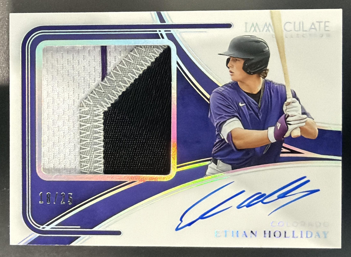 2026 Immaculate Collection Ethan Holliday Premium MEM Auto Holo Silver /25 RC — front