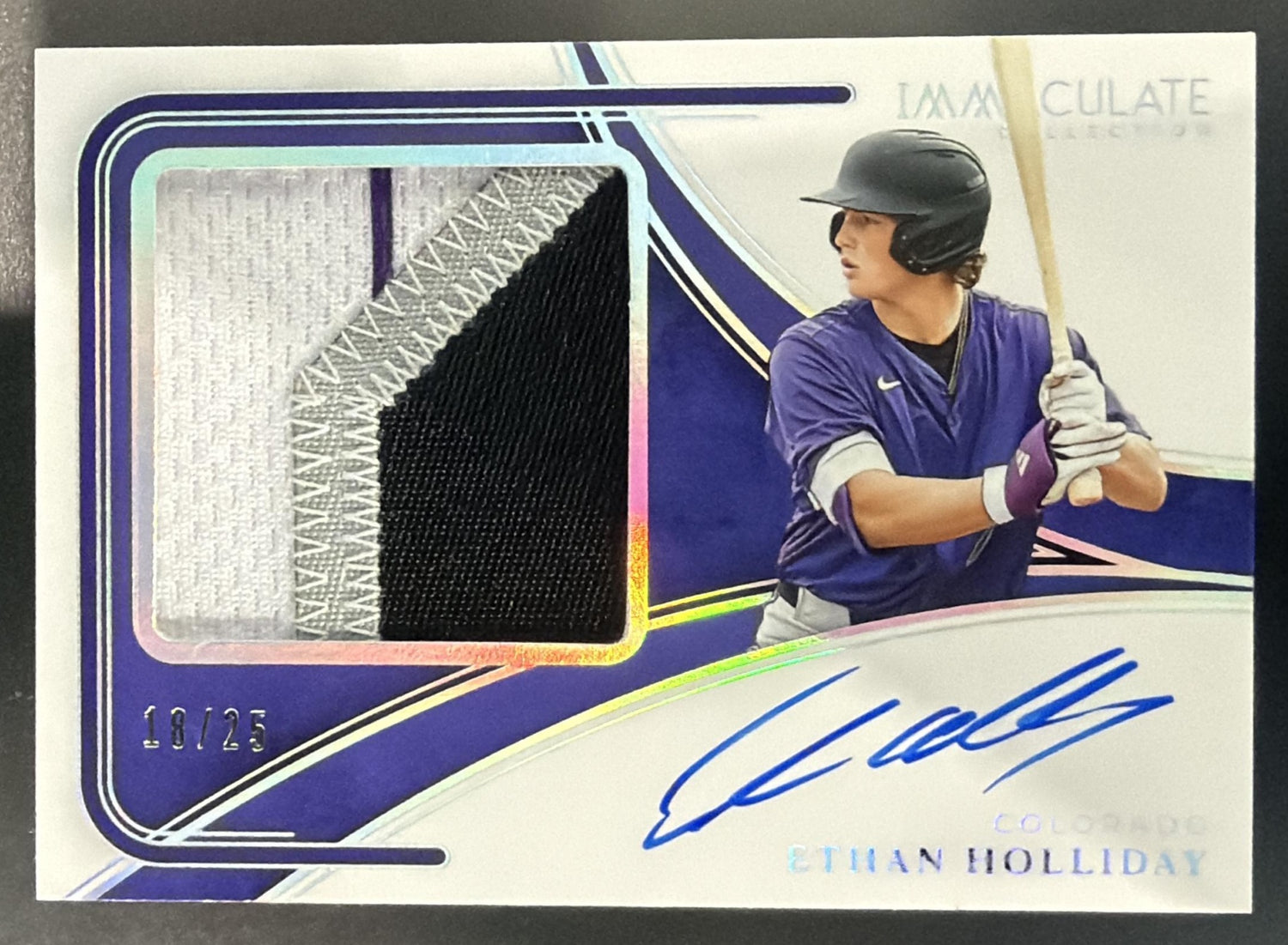 2026 Immaculate Collection Ethan Holliday Premium MEM Auto Holo Silver /25 RC — front