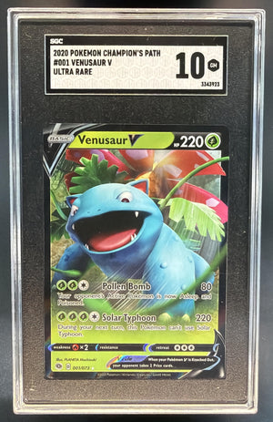 2020 Pokemon Sword & Shield Champion's Path Venusaur V #001/073 Holo SGC 10