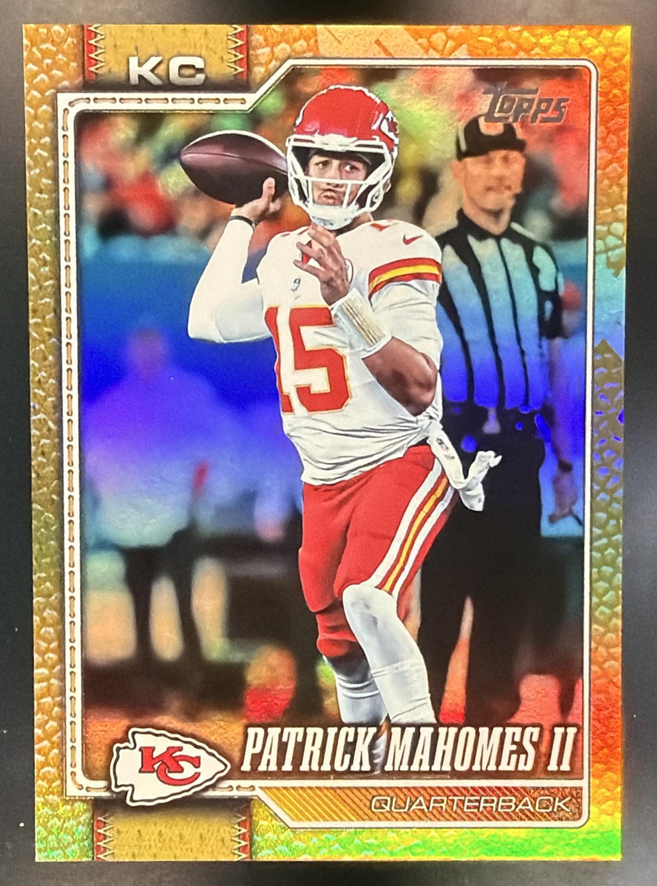 2026 Topps Patrick Mahomes II #97 Football Leather Gold Foil 18/50 Chiefs — front