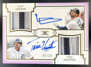 2024 Topps Definitive Riley Greene Torii Hunter Dual Auto Relics Purple /10