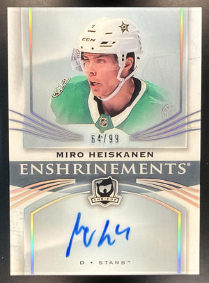2018 Upper Deck The Cup Miro Heiskanen #E-MH Enshrinements Auto /99 RC