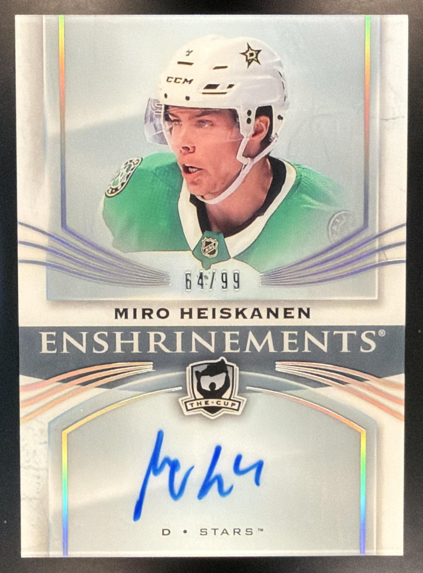 2018 Upper Deck The Cup Miro Heiskanen #E-MH Enshrinements Auto /99 RC — front