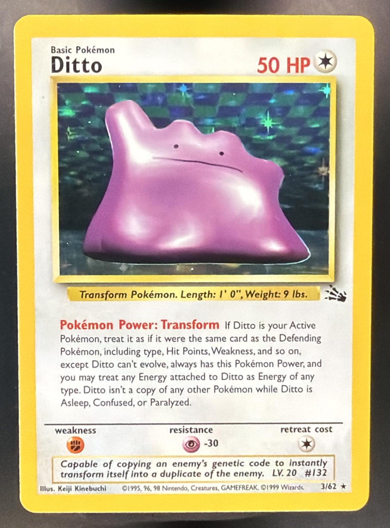 1999 Pokemon Fossil Ditto #3/62 — front