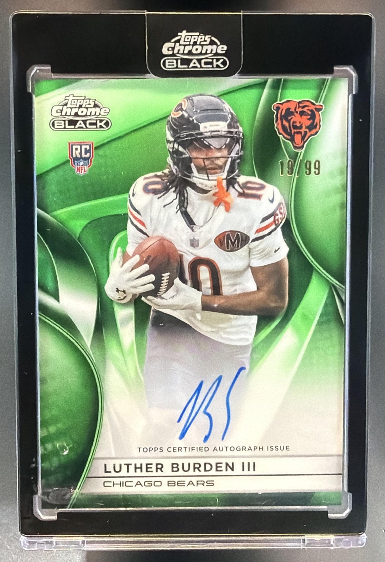 2025 Topps Chrome Black Luther Burden III Rookie Auto Green Refractor /99 RC — front