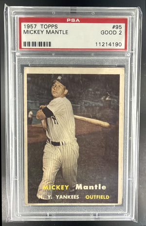 1957 Topps Mickey Mantle #95 Yankees PSA 2