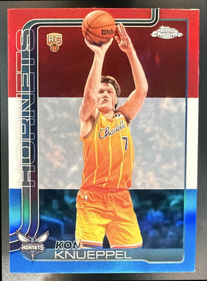 2025 Topps Chrome Update Kon Knueppel #154 Red White and Blue Refractor RC
