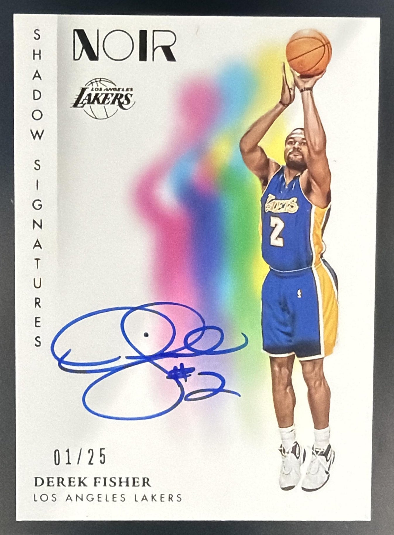 2023 Panini Noir Derek Fisher #STS-DFS Shadow Signatures Gold /25 Auto — front