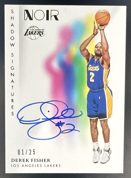 2023 Panini Noir Derek Fisher #STS-DFS Shadow Signatures Gold /25 Auto — front