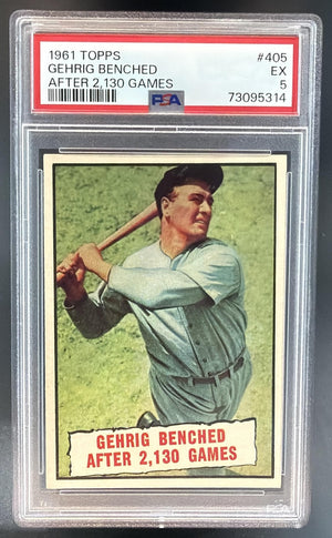 1961 Topps Gehrig Benched After 2130 Games BT #405 Yankees PSA 5