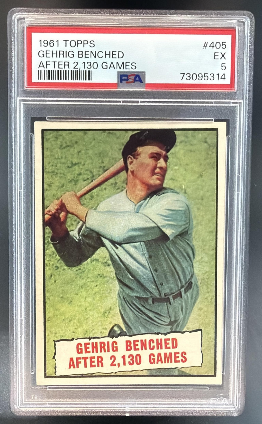 1961 Topps Gehrig Benched After 2130 Games BT #405 Yankees PSA 5 — front