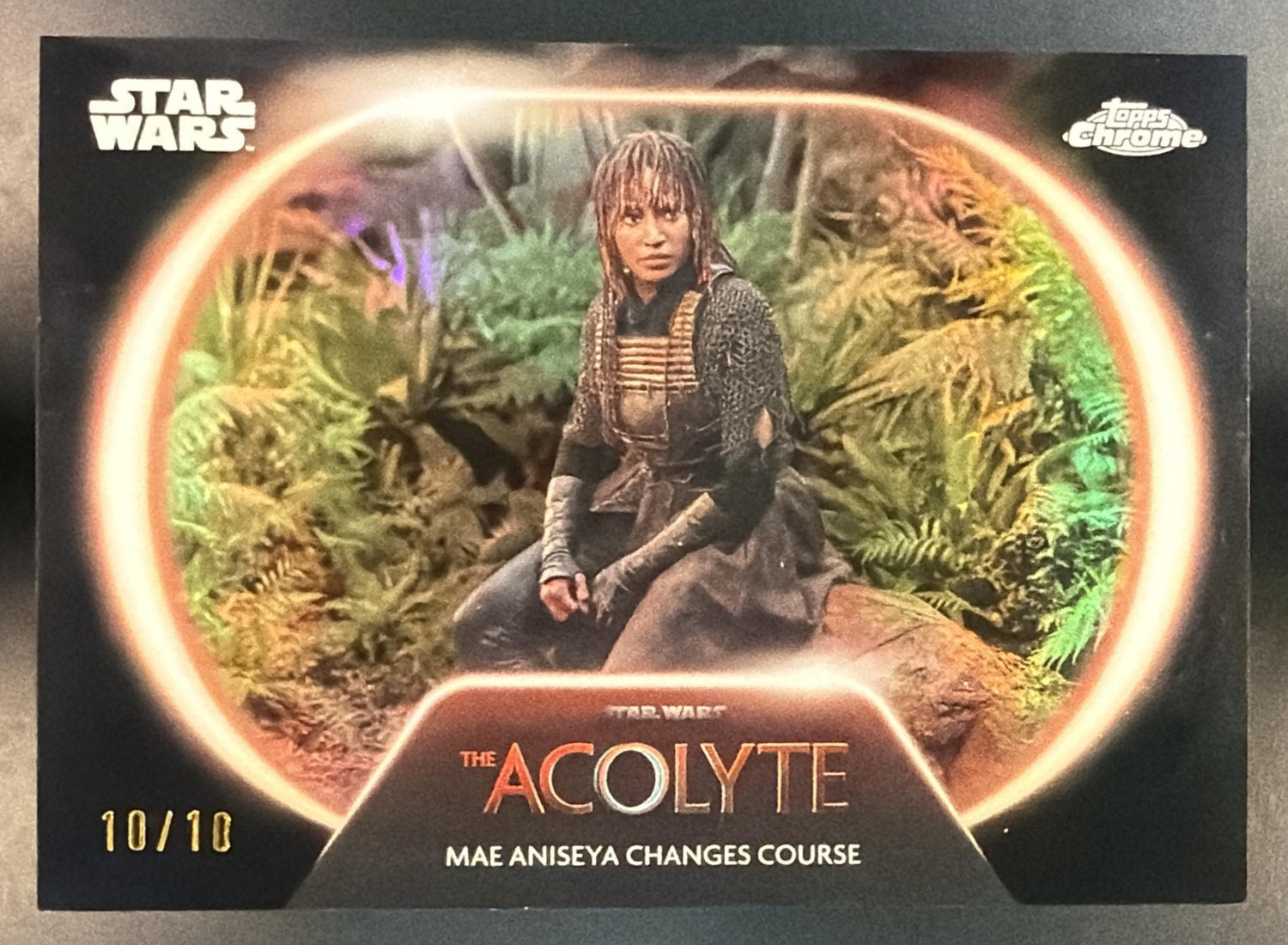2025 Topps Chrome Star Wars Mae Aniseya Acolyte Mustafar Black Refractor /10 — front