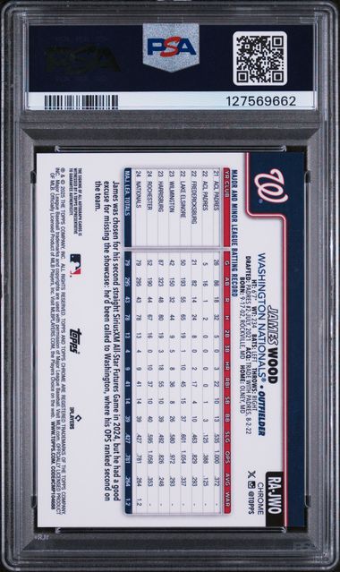 2025 Topps Chrome Sapphire James Wood Auto /199 Nationals Rookie RC SP PSA 9