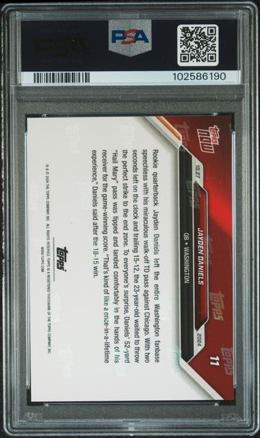 2024 TOPPS NOW #11 JAYDEN DANIELS ROOKIE PSA 10