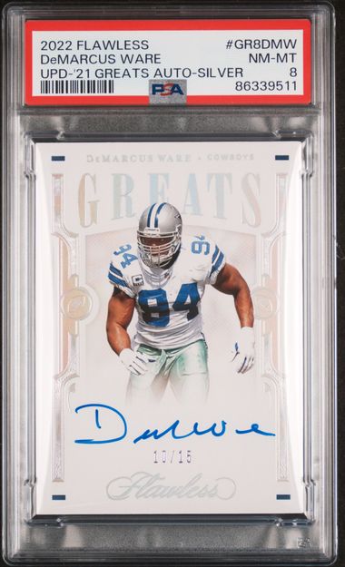 2022 Panini Flawless #GR8-DMW DeMarcus Ware Greats Silver #/15 PSA 8