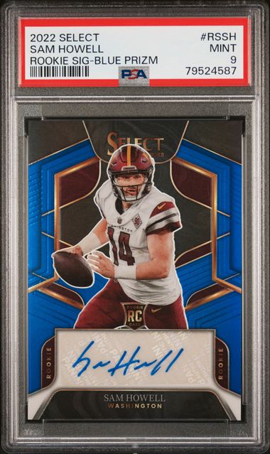 2022 Panini Select - Rookie Signatures Sam Howell #RS-SH Blue Prizm /75 (AU, RC) PSA 9