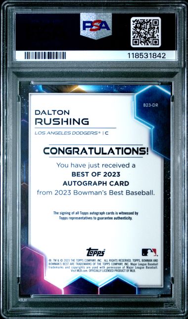 2023 BOWMAN'S BEST AUTOGRAPHS DALTON RUSHING AUTO-GOLD LAVA /75 PSA 10