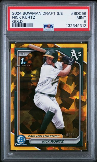 2024 BOWMAN DRAFT SAPPHIRE EDITION #BDC56 NICK KURTZ GOLD /50 PSA 9