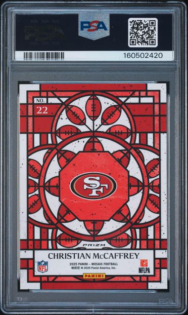 2025 PANINI MOSAIC STAINED GLASS #22 CHRISTIAN McCAFFREY PSA 9